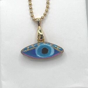 Evil Eye Pendant Necklace, Blue Eye Gold Chain, Boho Talisman Protection Jewelry